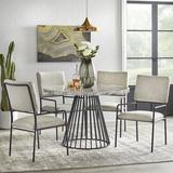 Ivy Bronx Horsham Dining Set Metal/Upholstered Chairs in Black/Brown/Gray, Size 30.0 H in | Wayfair B007BEDCCC304226AA30224051B9EB8A