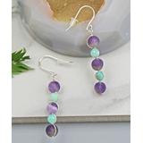 My Gems Rock! Women's Earrings Purple - Amazonite & Amethyst Beaded Linear Drop Earrings
