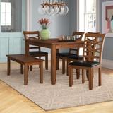 Red Barrel Studio® Princeville 6 - Piece Solid Oak Dining Set Wood/Upholstered Chairs in Brown | Wayfair 6E9769DF0C21482186E0BD353C6391B0