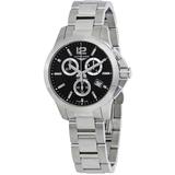 Conquest Chronograph Black Dial Unisex Watch - Metallic - Longines Watches