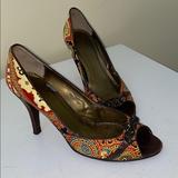 J. Crew Shoes | Beautiful J. Crew Heels Size 8.5 Peep Toe Style | Color: Brown/Red | Size: 8.5