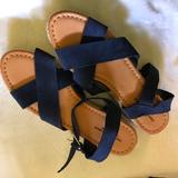American Eagle Outfitters Shoes | Ae Size 10 Navy Suede Platform Sandals | Color: Blue | Size: 10