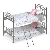 Badger Basket Scrollwork Metal Doll Bunk Bed with Ladder and Bedding, Multicolor