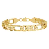 "Men's 14k Gold Plated Figaro Chain Bracelet, Size: 8"", Yellow"