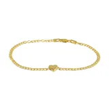 "14k Gold Adjustable Heart Charm Bracelet, Women's, Size: 7.25"", Yellow"