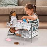 Badger Basket Scrollwork Metal Doll Bunk Bed w/ Ladder & Bedding Manufactured Wood in Brown/Gray, Size 16.5 H x 20.5 W x 10.5 D in | Wayfair 60002