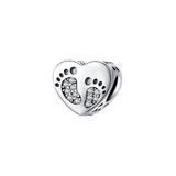 Silver Angle Women's Jewelry Charms solid - Cubic Zirconia & Sterling Silver Precious Feet Heart Charm