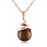 Belk & Co 8-8.5 Millimeter Dyed Brown Freshwater Cultured Pearl Spiral Pendant With Chain In 14K Rose Gold