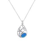 Kanishka Women's Necklaces Silver - Blue Lab-Created Opal & Cubic Zirconia Starfish Teardrop Pendant Necklace