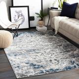 Carrington 6'7" Square Traditional Updated Moroccan Farmhouse Light Gray/Charcoal/White/Blue Area Rug - Hauteloom