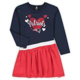 Girls Preschool Navy New England Patriots All Hearts Jersey Tri-Blend Dress