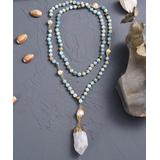 My Gems Rock! Women's Necklaces Blue - Cultured Pearl & Rock Crystal Pendant Necklace