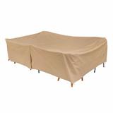 Rebrilliant Modern Leisure Basics Rect/Oval Patio Table & Chair Set Cover, 115"L x 76"W x 30"H, Khaki, Polyester in Brown | Wayfair
