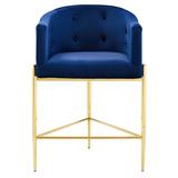 Etta Avenue™ Honora Counter & Bar Stool Upholstered/Velvet/Metal in Blue, Size 37.5 H x 23.5 W x 26.0 D in | Wayfair