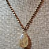 American Eagle Outfitters Jewelry | Aeo Amber Colored Tear Drop Crystal Necklace | Color: Gold | Size: 17