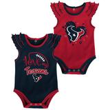 Girls Newborn Red/Navy Houston Texans Two-Pack Touchdown Bodysuit Set