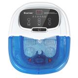 Costway Portable All-In-One Heated Foot Bubble Spa Bath Motorized Massager-Blue and Withe