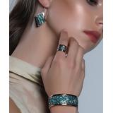 YUSHI Women's Bracelets TURQOUISE - Blue & Silvertone Filigree Drop Earrings Set