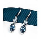 callura Women's Earrings Montana - Blue Crystal & Silvertone Dual Marquise Drop Earrings