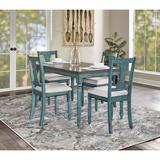 Kelly Clarkson Home Bastion 5 Piece Dining Set Wood/Upholstered Chairs in White/Blue/Brown, Size 30.25 H in | Wayfair