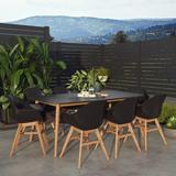 Corrigan Studio® Kenjanae Rectangular 8 - Person 75" Long Dining Set Wood in Black/Brown/White, Size 30.0 H x 75.0 W x 42.0 D in | Wayfair