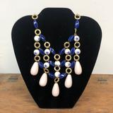 Anthropologie Jewelry | Bib Necklace From Anthro | Blue Wstars | Color: Blue/Cream | Size: Os