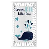 Sweet Jojo Designs Whale Photo Fitted Crib Sheet Polyester in Black/Blue/White, Size 28.0 W x 52.0 D in | Wayfair CribSheet-Whale-SP