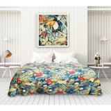 Rifz Quilted Tropical Print Single Bedspread Polyester/Polyfill/Cotton in Blue/Orange/Yellow, Size Queen | Wayfair GKB10011801