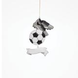The Holiday Aisle® Soccer Banner Hanging Figurine Ornament Plastic in White, Size 5.25 H x 0.25 W x 4.0 D in | Wayfair