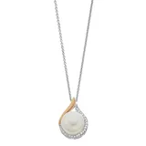 "14k Rose Gold Over Silver Freshwater Cultured Pearl & Diamond Accent Drop Pendant Necklace, Women's, Size: 18"", White"