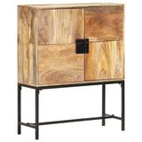 Millwood Pines Mancini 4 Door Accent Cabinet Wood/Metal in Black/Brown, Size 39.37 H x 31.5 W x 11.81 D in | Wayfair