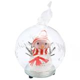 Gerson 08030R - 4" SNOWMAN W/KNIT HAT GLASS BALL LED GLOBE/ORNAMENT RED Christmas Glass Globes