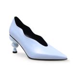 Jady Rose Women's Pumps Blue - Blue Scalloped-Edge Rounded-Heel Leather Pump - Women