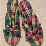 American Eagle Outfitters Shoes | American Eagle Wedge Sandals | Color: Green/Pink | Size: 8.5