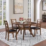 Red Barrel Studio® Nuccio 4 -Person Solid Wood Dining Set 4 Chairs & One Table Wood/Upholstered Chairs in Black/Brown, Size 30.0 H in | Wayfair
