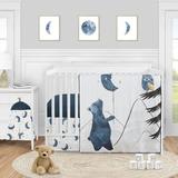 Sweet Jojo Designs Moon Bear Star 4 Piece Crib Bedding Set Polyester in Black/Blue/White | Wayfair MoonBear-Crib-4