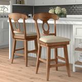 Three Posts™ Sariyah Swivel Bar & Counter Stool Wood/Upholstered in Brown, Size 42.32 H x 21.3 W x 21.7 D in | Wayfair