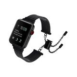 Prime Bands Women's Replacement Bands Black - Black Milgrain Stainless Steel Band for Apple Watch