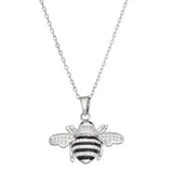 "Sterling Silver Cubic Zirconia Bumblebee Pendant Necklace, Women's, Size: 18"", White"