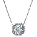 "Stella Grace 10K White Gold Aquamarine & 1/8 Carat T.W. Diamond Pendant Necklace, Women's, Size: 17"", Blue"