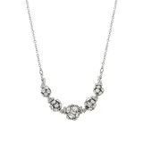 1928 Silver Tone Simulated Crystal Graduated Fireball Bead Necklace, Women's