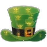Northlight Seasonal 12.5" LED Lighted Irish St. Patrick's Day Leprechaun Hat Window Silhouette w/ Timer Plastic in Black/Green | Wayfair