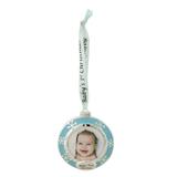 Northlight Seasonal 3" Blue & Silver-Plated "Baby's First Christmas" Framed Ornament w/ Crystals Metal in Gray/Yellow | Wayfair 32915503