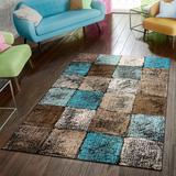 Brown Area Rug - Wrought Studio™ Keneipp Geometric Turquoise/Area Rug Polypropylene in Brown, Size 55.0 W x 0.31 D in | Wayfair