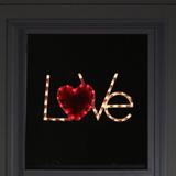 Northlight Seasonal 17" Lighted White & Red "Love" w/ Heart Valentine's Day Window Silhouette Decoration Plastic in Red/White | Wayfair