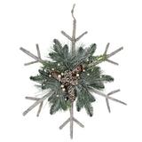 Northlight Seasonal 24" Frosted Mixed Pine Twig Snowflake Christmas Ornament Wood in Brown/Green, Size 24.0 H x 24.0 W x 4.0 D in | Wayfair