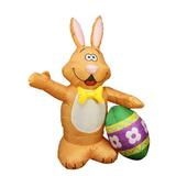 Northlight Seasonal 48" Inflatable Lighted Easter Bunny w/ Egg Outdoor Decoration Polyester in Brown, Size 48.0 H x 37.0 W x 18.0 D in | Wayfair