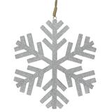 Northlight Seasonal 8.75" Silver & Glittered Snowflake Shaped Christmas Ornament Wood in Brown, Size 8.25 H x 8.75 W x 0.25 D in | Wayfair