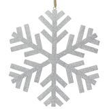 Northlight Seasonal 11.75" Silver Glittered Wooden Snowflake Shaped Christmas Ornament Wood in Brown/Gray/Yellow, Size 11.0 H x 11.75 W x 0.25 D in