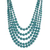 ZAD Women's Necklaces teal - Teal Bead Layered Necklace